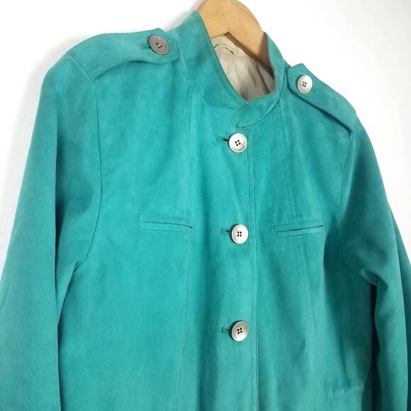 Vintage Reversible Suede & Waterproof Rain Jacket Green and Beige - Picture 7 of 10